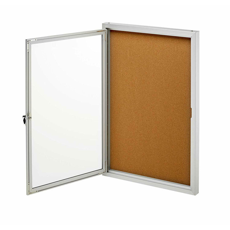 AdirOffice Lockable Cork Enclosed Wall Mounted Bulletin Board, 24" X 36